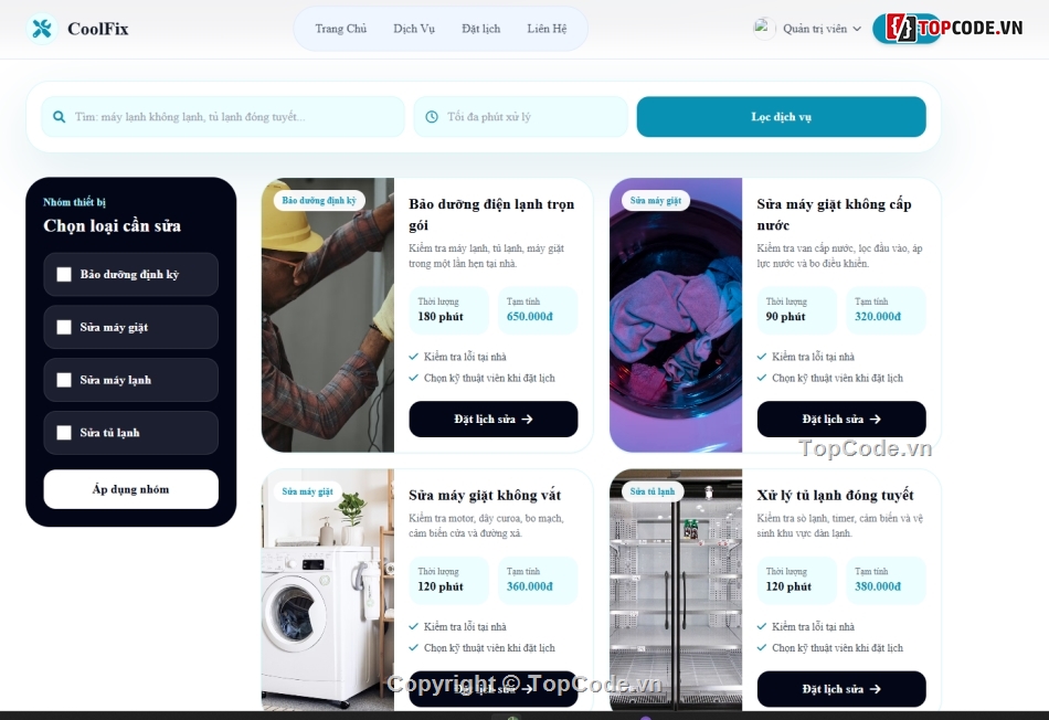 code đặt lịch,đồ án đặt lịch,đặt lịch sửa chữa